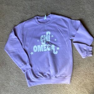 Chi Omega lilac purple sweatshirt with stars - size small